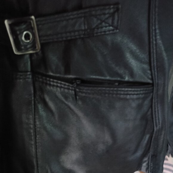 Black Leather Moto-Style Jacket - Picture 8 of 12